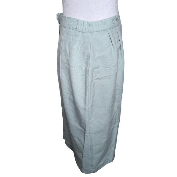 Vintage 80s Pencil Skirt Womens Size 8 Mint Green Embroidered Waist - Picture 7 of 9